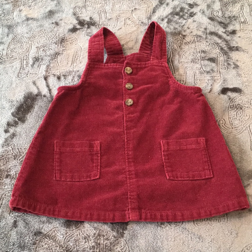 Maroon Corduroy baby girl dress. Size- 6-12 months